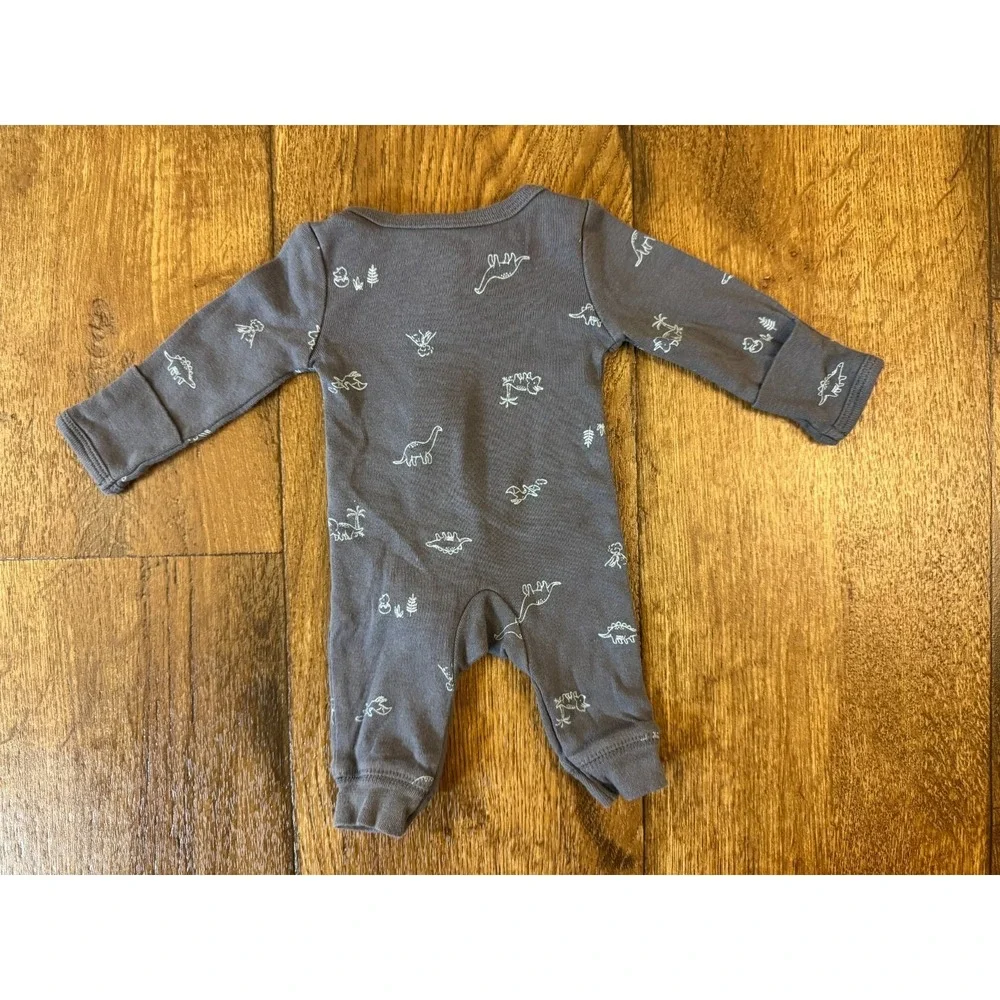 Carters Baby Boy Preemie Outfit One Piece Romper Footless Clothes Gray Dinosaur - Picture 5 of 6
